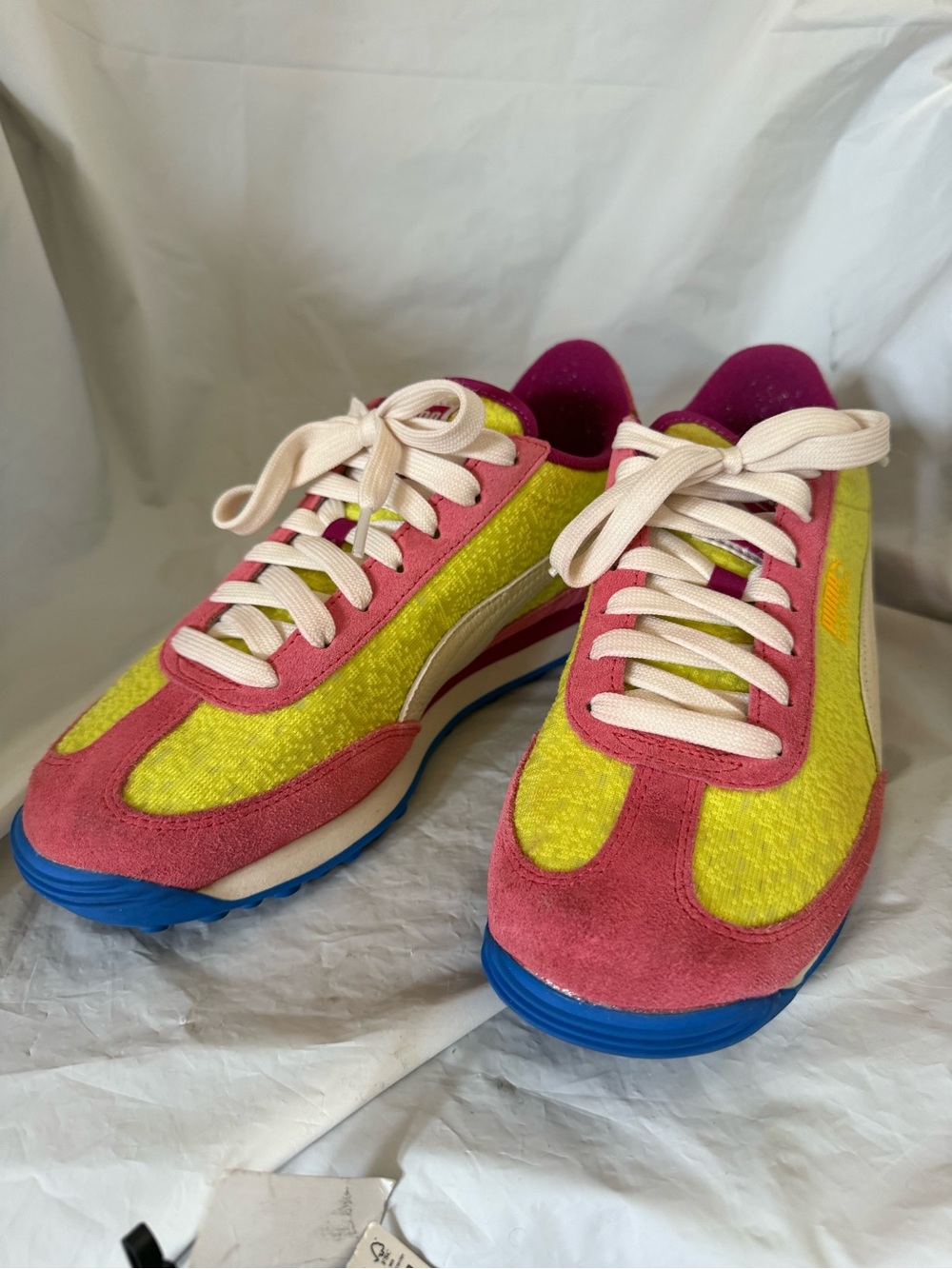 Puma Women's Pink, Lime & Blue Easy Rider Brights Retro Style Runner Sneakers - Picture 7 of 11